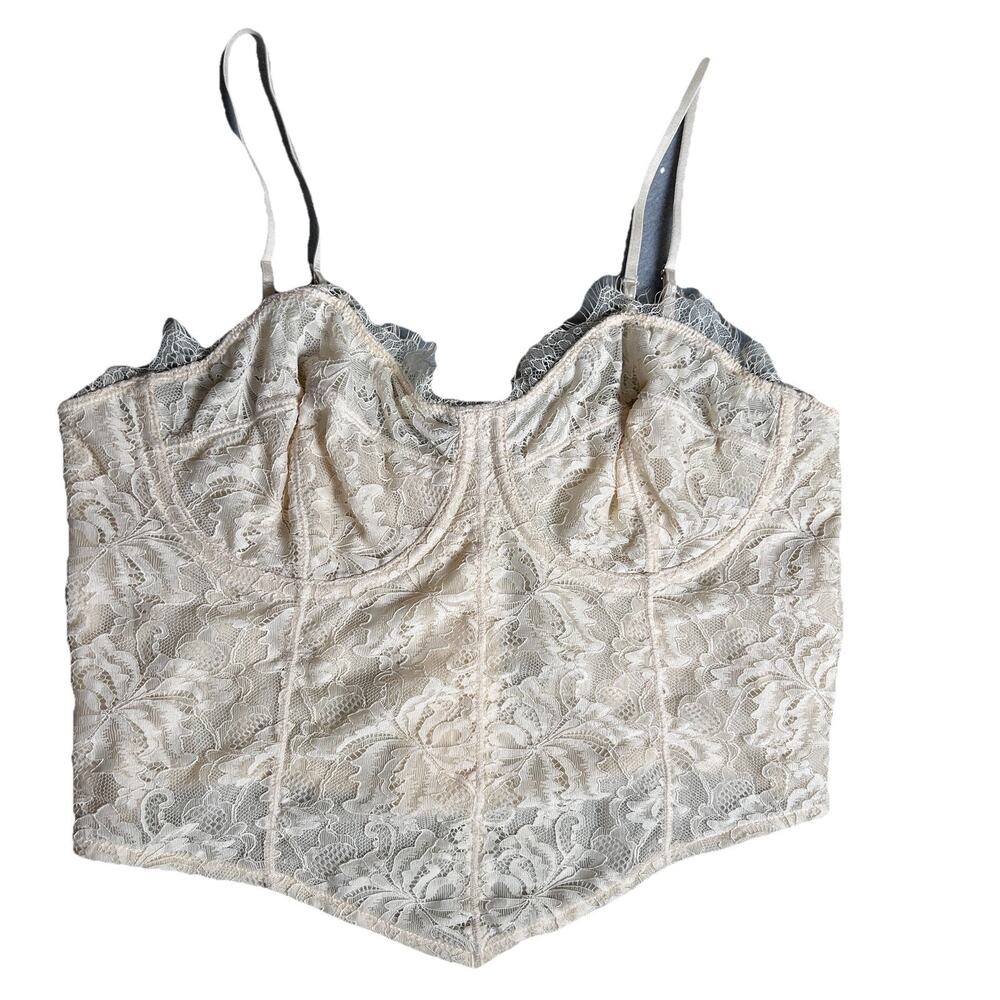 Hunten & Brown Womens Sz L bustier lace underwire coquette romantic fairy goth